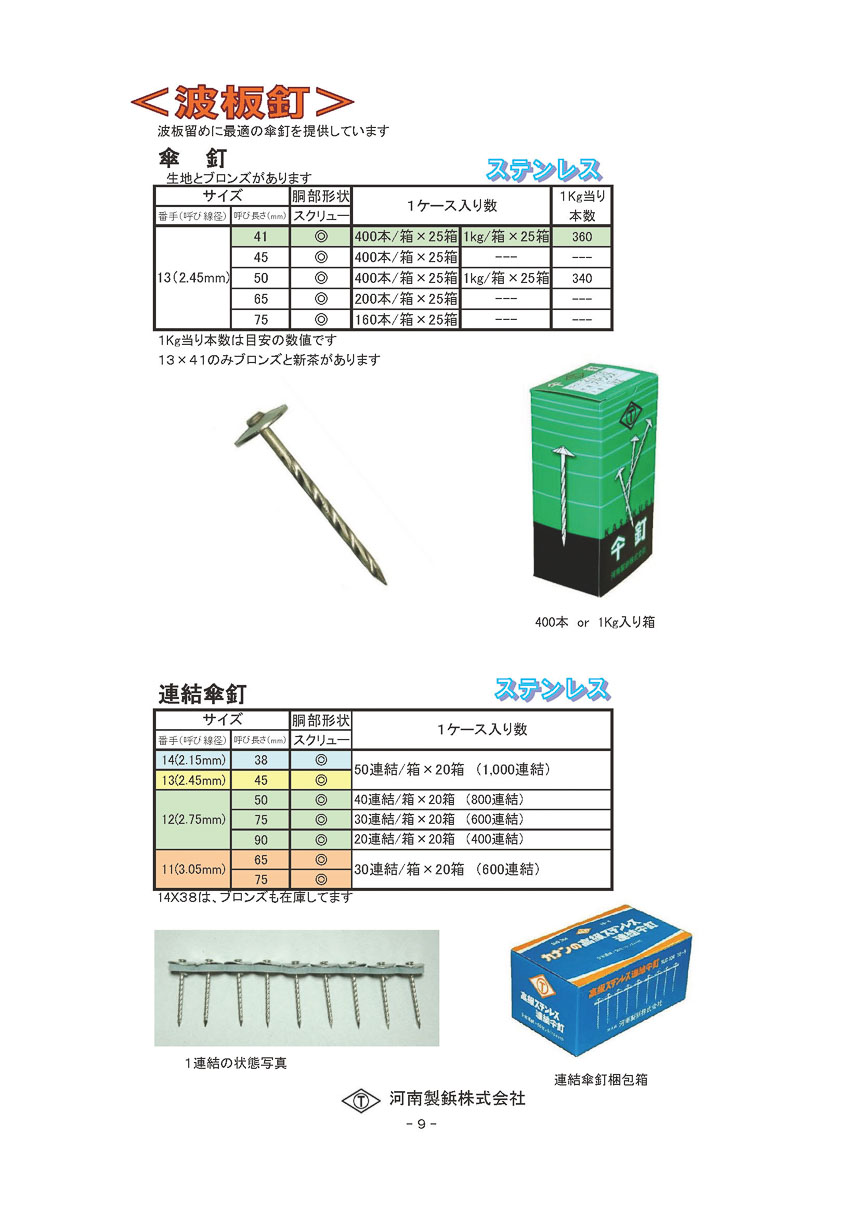ステンレス釘　波板釘