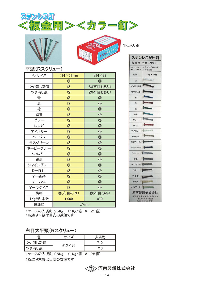 ステンレス釘　塗装釘